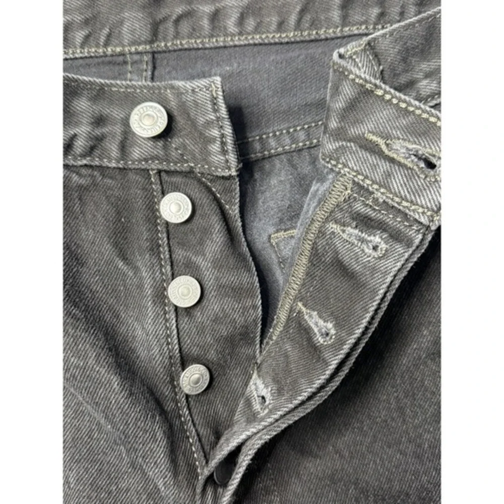 Levis 501 Jeans Mens 38x34 Black Button Fly Straight Leg‎ Dark Wash Denim